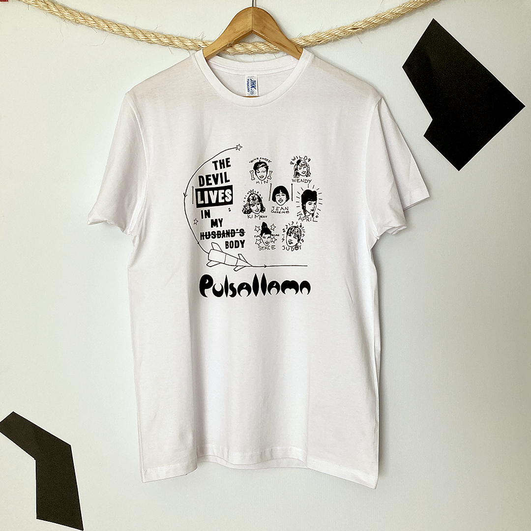 Front view of the tearjerker screen printed DIY t-shirt featuring Pulsallama