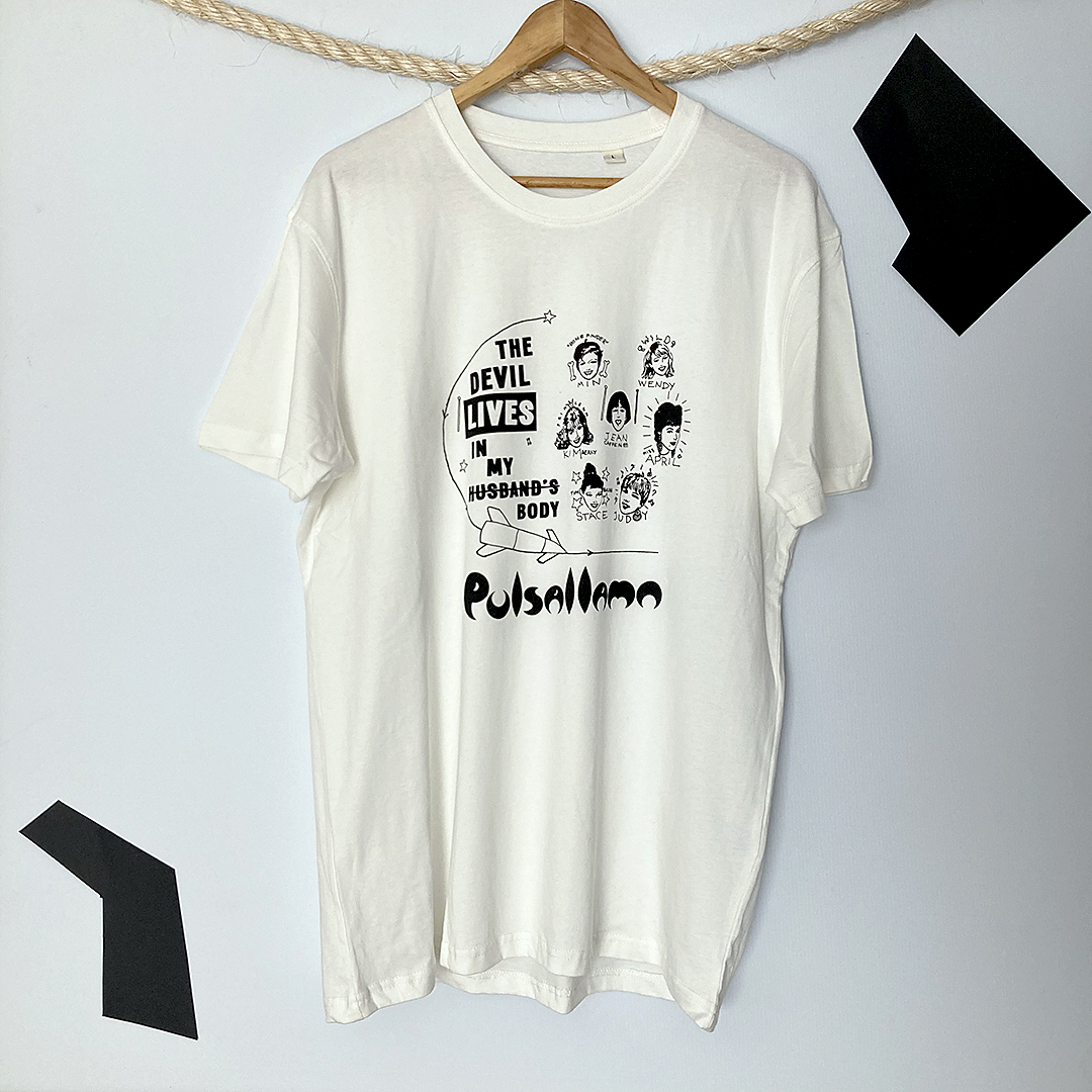 Front view of the tearjerker screen printed DIY t-shirt featuring Pulsallama
