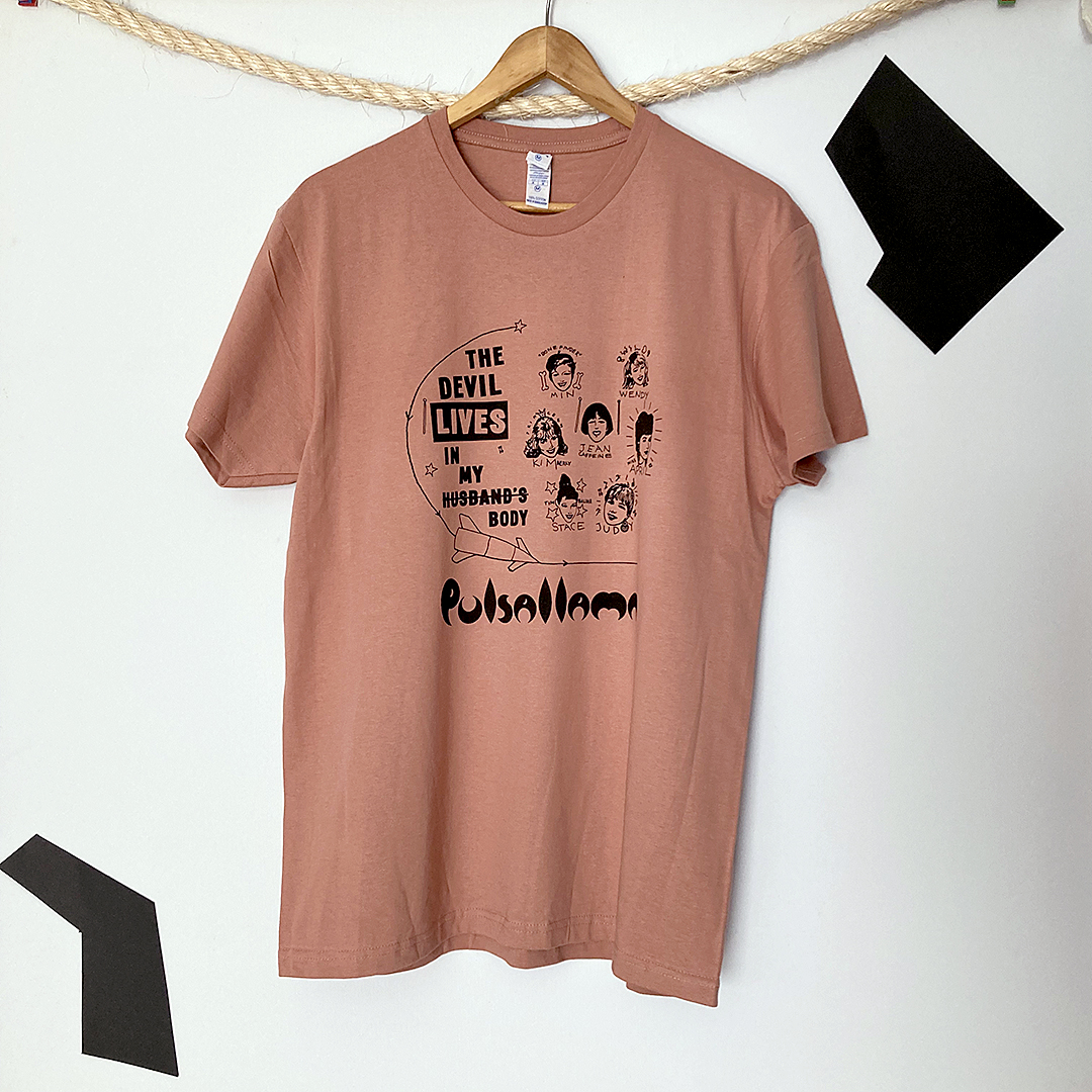 Front view of the tearjerker screen printed DIY t-shirt featuring Pulsallama