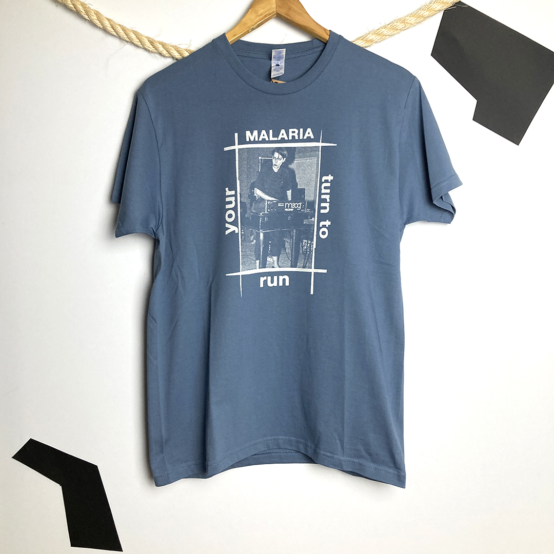 Front view of the tearjerker silkscreen DIY t-shirt "Your Turn to Run" by German post-punk supergroup Malaria!