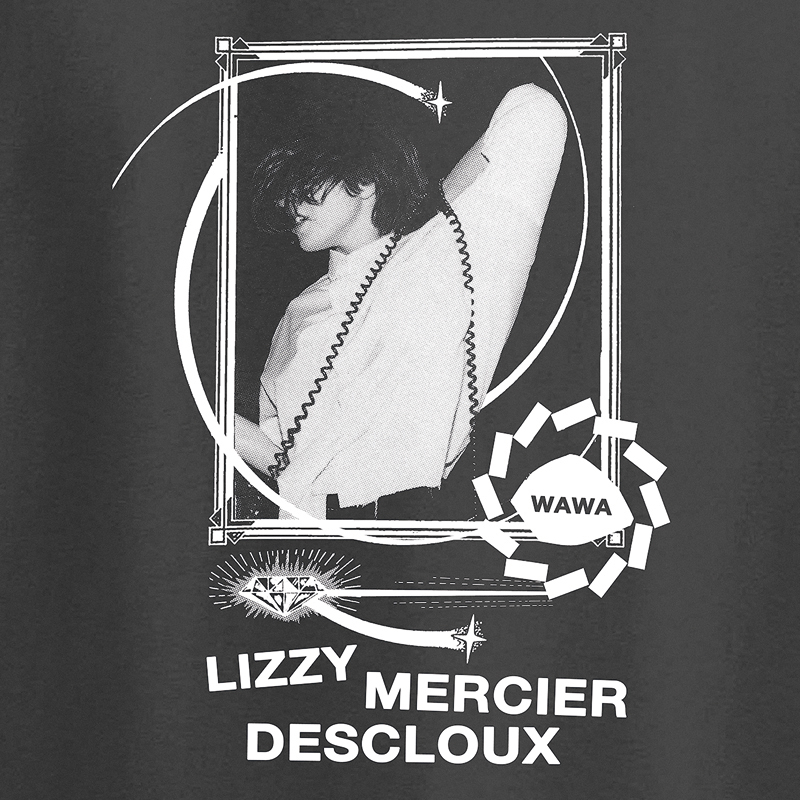 Design of the tearjerker screen printed DIY t-shirt featuring No Wave / Mutant Disco cult artist Lizzy Mercier Descloux with reference to her 1979 track "Wawa"