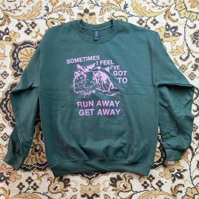 Front view of the tearjerker screen printed DIY sweatshirt